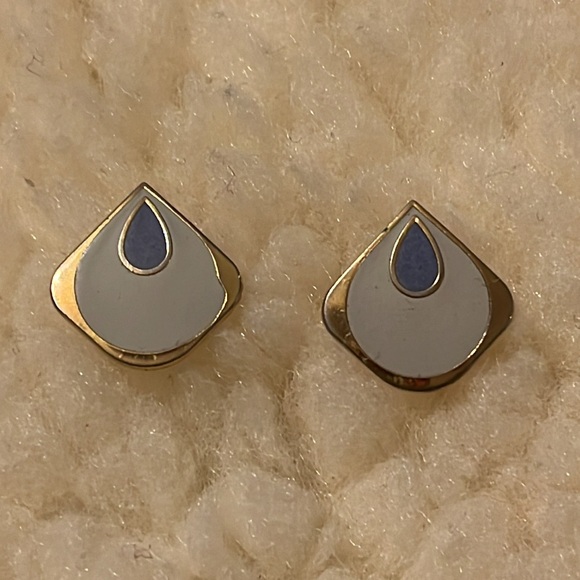 Samuel Huang Purple, Cream, & Gold Earrings - Picture 16 of 16